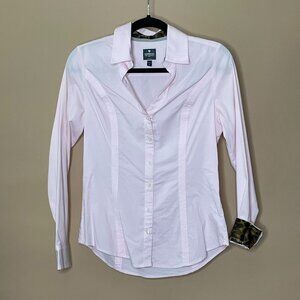 Express The Essential Shirt Pink Button Down Cheetah Print Peekaboo Top - Small